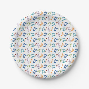 Prato De Papel Festa Rainbow Music Notes (White)