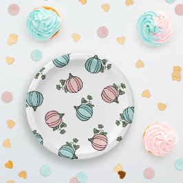 Prato De Papel Festa Revelatória de Gênero Pumpkins Azul e Rosa