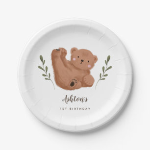 Prato De Papel Festa Rústica De Aniversário de criança Do Urso