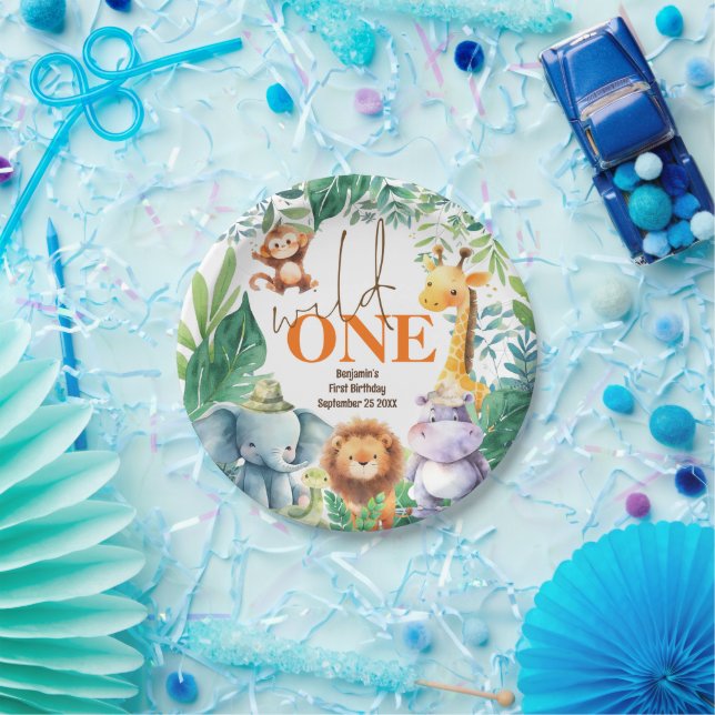 Prato De Papel Festa Selvagem de Animais Safari Cute (Festa)