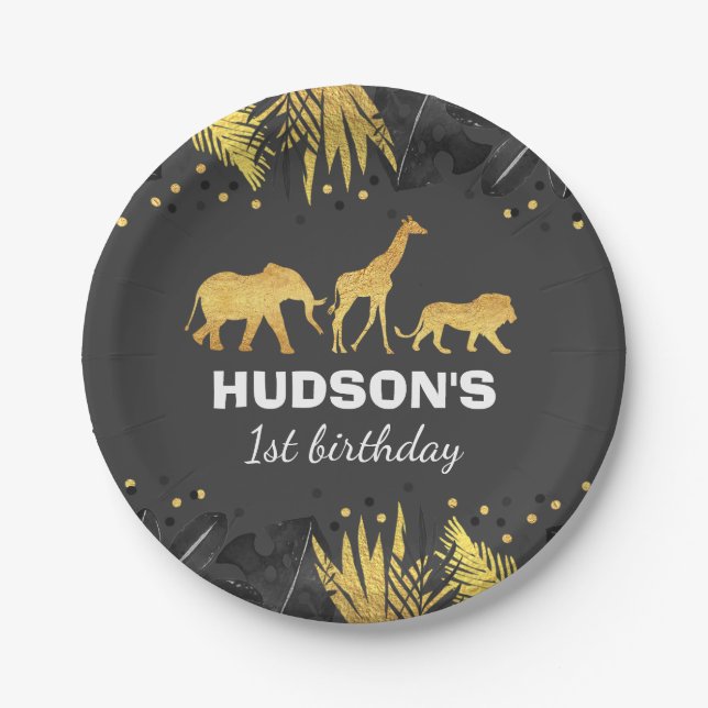 Prato De Papel Festa Selvagem de Animais Selvagens de Plata de Um (Frente)