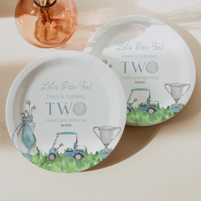 Prato De Papel Festa vamos de segundo aniversário Azul Par-Tee (Criador carregado)