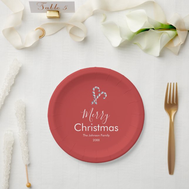 Prato De Papel Festa Vermelha de Natal Doce Cana (Casamento)