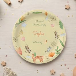 Prato De Papel festas de aniversário de flores e de gatos