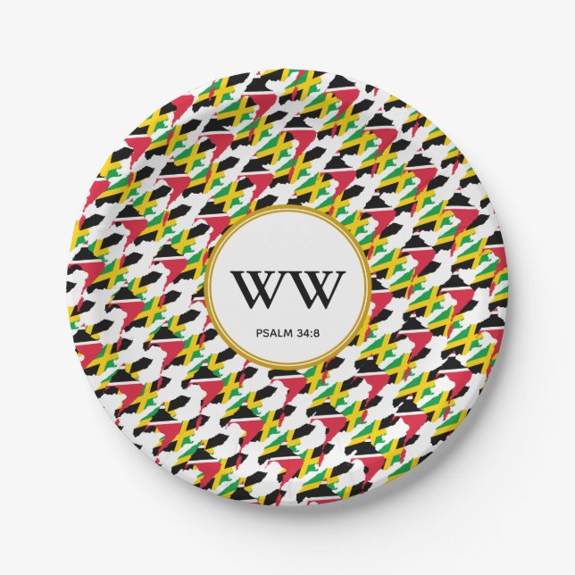 PRATO DE PAPEL FESTAS DE HERANÇA DUPLA JAMAICA TRINIDAD (Frente)