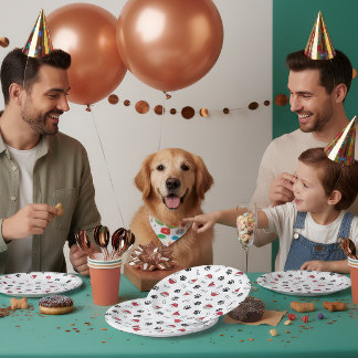 Prato De Papel Festive Dog-Themed Christmas Party Plate