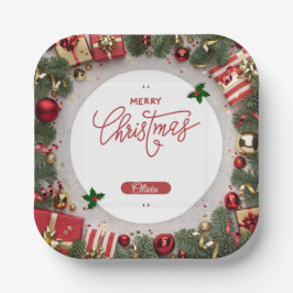 Prato De Papel Festive Holiday Celebration Party Design