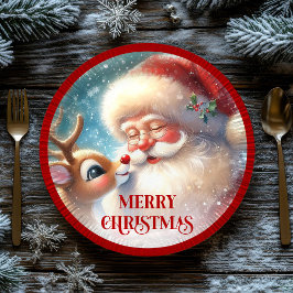 Prato De Papel Festive Rudolph Red Nose Funny Christmas Plates