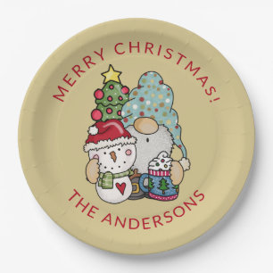 Prato De Papel Festivo Gnomo Snowman Christmas