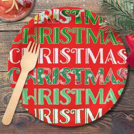 Prato De Papel Festivo Red Green Christmas