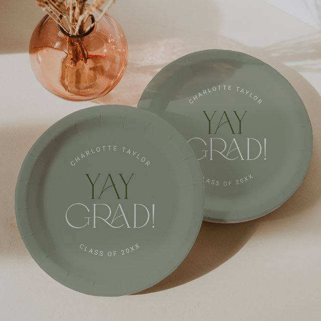 Prato De Papel Fete Moderno | Graduação em Formando Verde (Criador carregado)