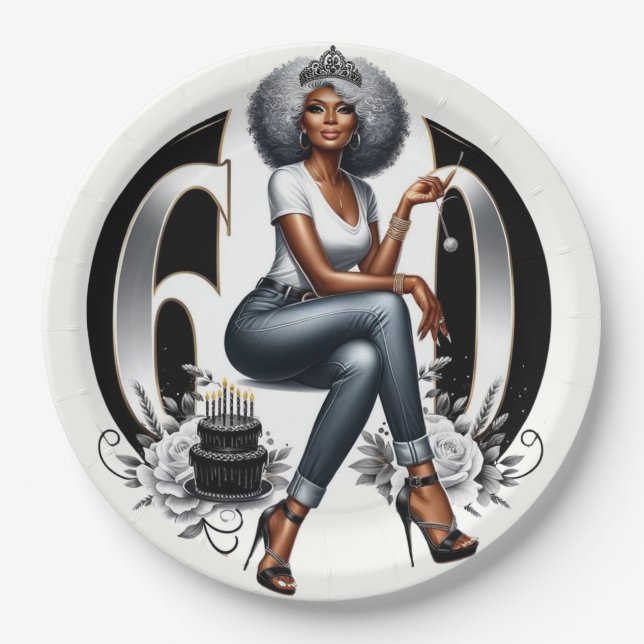 Prato De Papel Fierce & Fabulous at 60 (Frente)