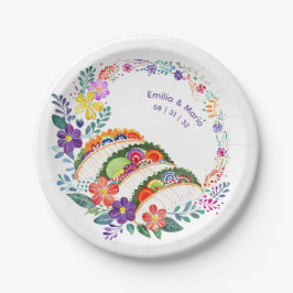 Prato De Papel FIESTA Cactos Folkart Flores Personalizado