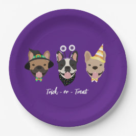 Prato De Papel Figurinos de Halloween do Buldogue Francês