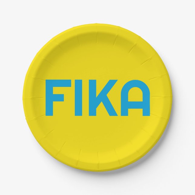 Prato De Papel FIKA Bold Yellow e Blue personalizável (Frente)