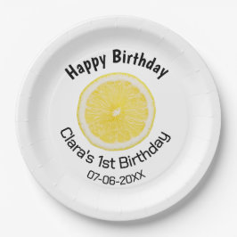 Prato De Papel Filhos bebês primeiro aniversario lêmon fatia adic