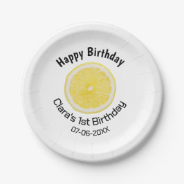 Prato De Papel Filhos bebês primeiro aniversario lêmon fatia adic