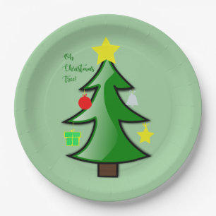 Prato De Papel Filiais Adoráveis da Árvore de Natal em um