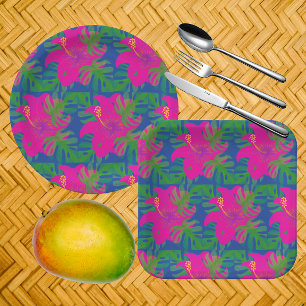 Prato De Papel Filodendro Hibisco Tropical da Floresta Tropical 