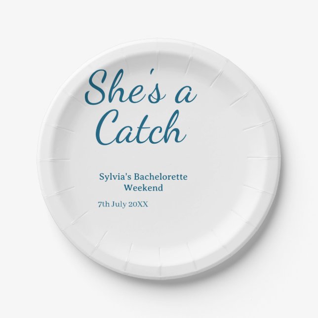 Prato De Papel Fim de semana da solteira é pegar nome azul data  (Frente)