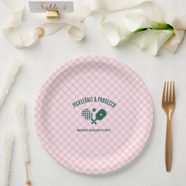Prato De Papel Fim de Semana de Solteira com Pickleball Moderno e (Casamento)