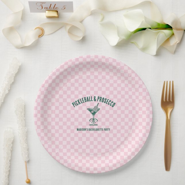 Prato De Papel Fim de Semana de Solteira com Pickleball Moderno e (Casamento)