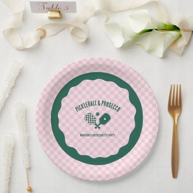 Prato De Papel Fim de Semana de Solteira de Pickleball Moderno e  (Casamento)