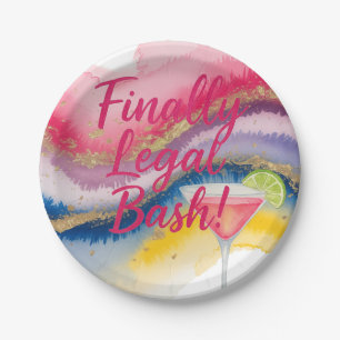 Prato De Papel Finalmente, 21ruas. Aniversário da Glitter de Aqua