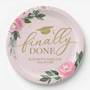Prato De Papel Finalmente Feita Festa de formatura Floral Rosa Qu