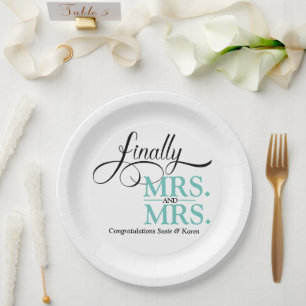 Prato De Papel Finalmente Recepção de Casamento de Sra e Sra