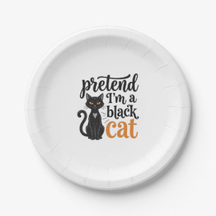 Prato De Papel Fingir que sou um gato preto de Halloween Camiseta