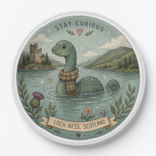Prato De Papel Fique Curioso Cryptid Aconchegante Nessie Monstro