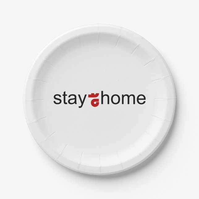 Prato De Papel Fique em casa (Frente)