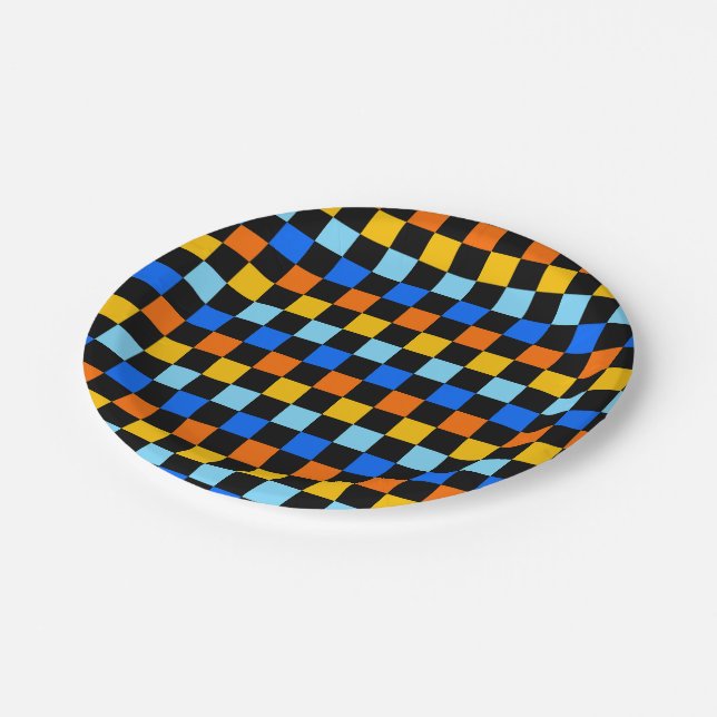 Prato De Papel Fire and ice checkerboard pattern (Inclinado)