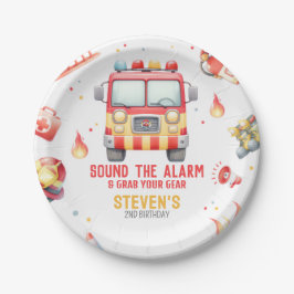Prato De Papel Fire Truck Sound the Alarm Baby Shower