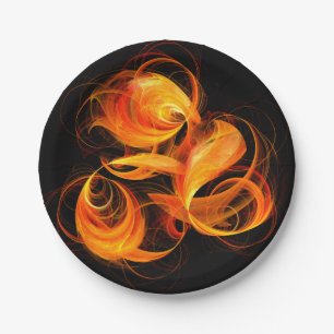 Prato De Papel Fireball Abstrato Art