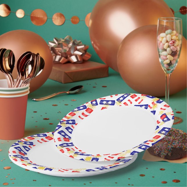 Prato De Papel Firecrackers em 4 de julho (Múltiplo)