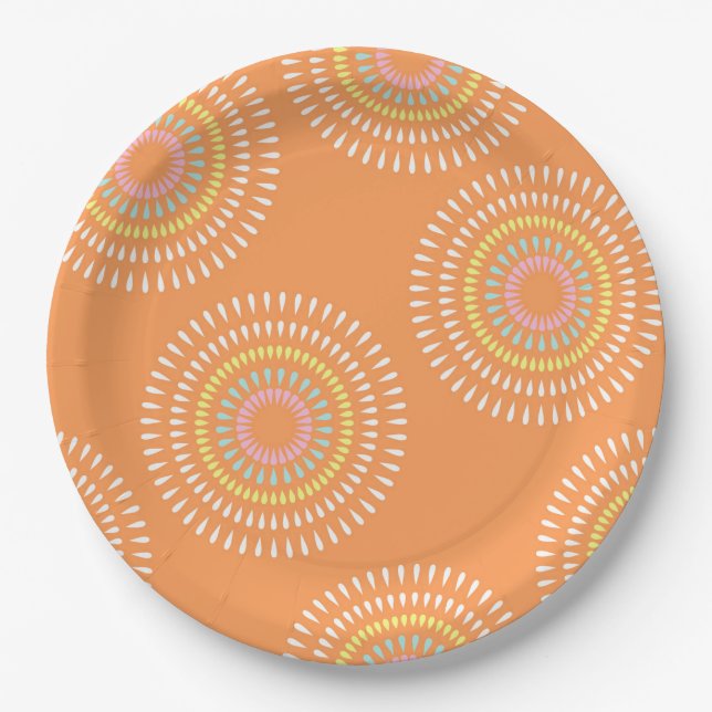 Prato De Papel Fireworks Japonês Orange (Frente)