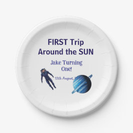 Prato De Papel First trip around the sun planet astronaut birthda