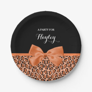 Prato De Papel Fita De Jaguar Negra, De Cor Laranja, Com Nome