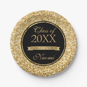 Prato De Papel Fita de ouro na Glitter