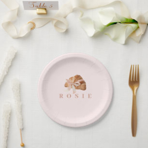 Prato De Papel Fita Rosa Coquette Personalizada