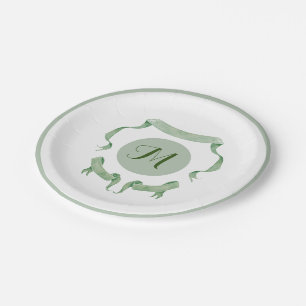 Prato De Papel Fitas de Logotipo Verde Chinoiserie