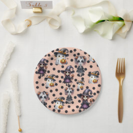 Prato De Papel Fixe de Halloween Rosa