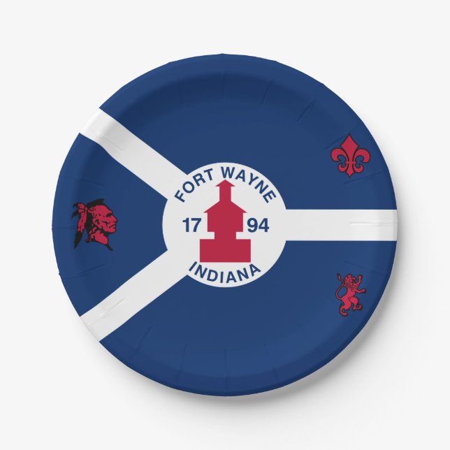 Prato De Papel Flag Fort Wayne, Indiana Paper Plates (Frente)