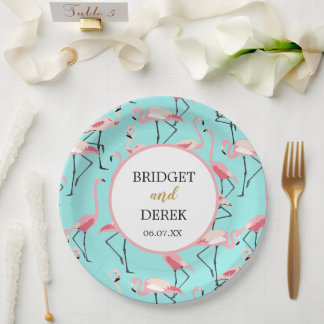 Prato De Papel Flamingo Beach Wedding