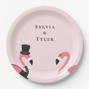 Prato De Papel Flamingo Name Wedding