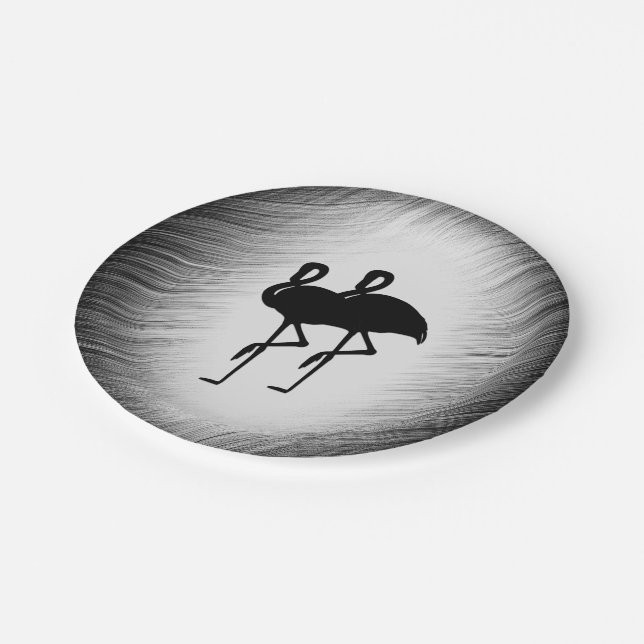 Prato De Papel Flamingo Negro e Branco (Inclinado)