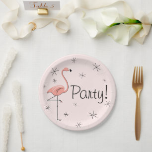 Prato De Papel Flamingo Pink Party! Placa de papel