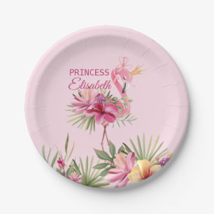 Prato De Papel Flamingo Rosa